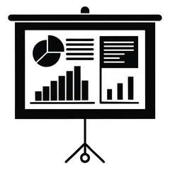 presentation screen with charts and graphs  busin
