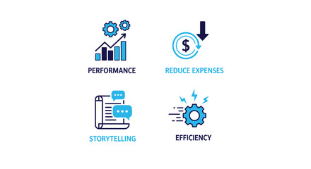 Vector illustration of performance, reduce expenses, storytelling, and efficiency concept business strategy and financial management for success