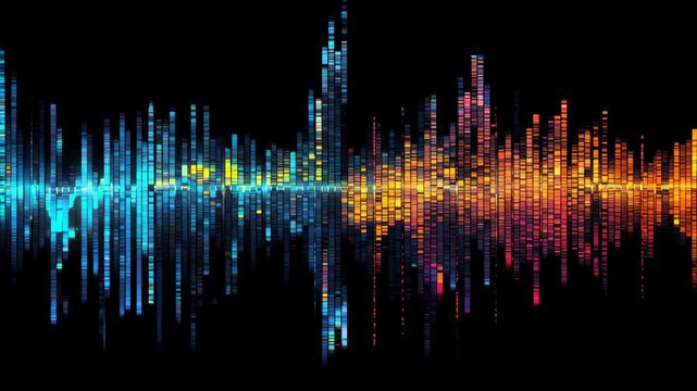 Vibrant digital soundwave pattern in a low-angle view, showcasing dynamic colors and abstract style, perfect for a music video backdrop. Live desktop wallpaper.