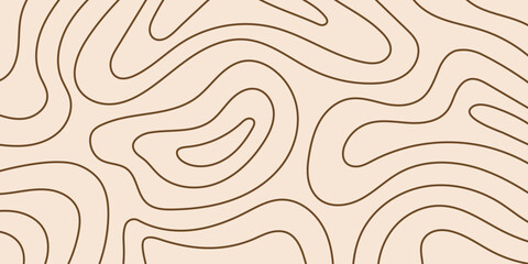 Wavy beige contour line background in neutral tones abstract soft line pattern.