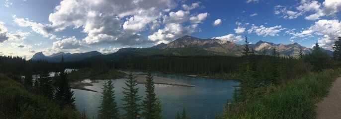 panorama view of the mountains and lake