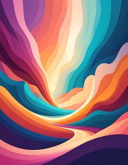 Abstract flowing design with layered, vibrant rainbow colors