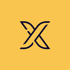 Abstract logo design featuring intertwined lines on a vibrant yellow background, emphasizing modern aesthetics