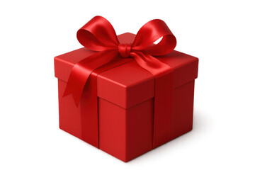 Obraz premium Red gift box with a satin bow, representing a cherished present for birthdays, anniversaries, or special celebrations