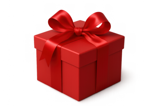 Red gift box with a satin bow, representing a cherished present for birthdays, anniversaries, or special celebrations