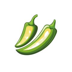 A Minimalistic 2D flat icon illustration of a sliced jalapeno, clean vector design, simple illustration style, isolated on a white background, modern element in vector and EPS format