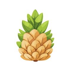 Simple illustration style, A Minimalistic 2D flat icon featuring a pine nut, clean vector design, isolated on a white background, modern element in vector and EPS format. simple design