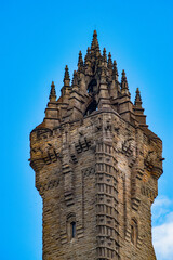 Scotland, Uk: view of the National Wallace Monument, tower on the shoulder of Abbey Craig, hilltop overlooking the city of Stirling, built to commemorates the national hero Sir William Wallace