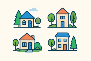 Tiny vector neighborhood scenes.
