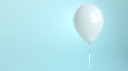 White Balloon with Water Droplets on Light Blue Minimal Background
