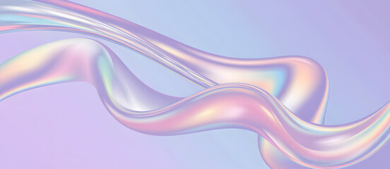 Iridescent fluid wave with pastel rainbow hues