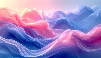 Abstract, flowing, layered fabric in shades of pink, blue and purple