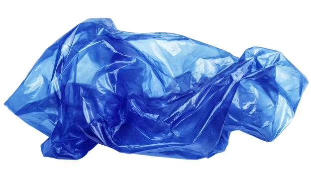 Crumpled Blue Plastic Bag isolated on a transparent background - Powered by Adobe