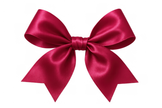 Red silk ribbon bow for gift wrapping, decorating presents, birthday, valentine's day celebrations, transparent background - Powered by Adobe