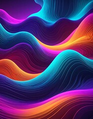Abstract flowing waves of vibrant, neon-colored lines on a dark background