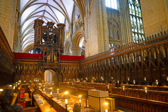 The Choir Stalls in Gloucester Cathedral.