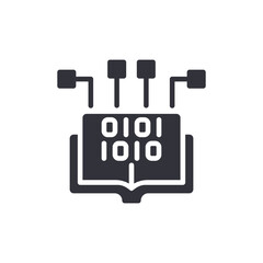 Digital Book With Binary Code Connection Concept Icon