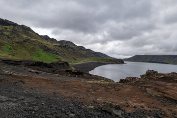 Fototapeta premium Kleifarvatn lake on Reykjanes Peninsula in Iceland