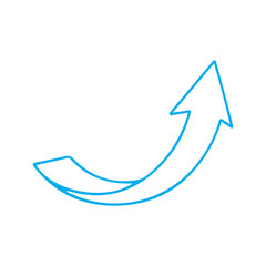Blue Curved Up Arrow Icon: Success, Growth, Progress PNG Graphic