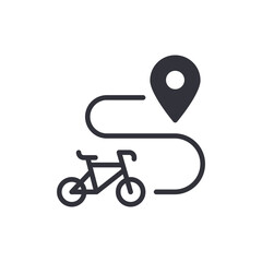 Bicycle Route With Location Pin Destination Graphic