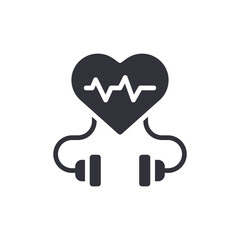 Heartbeat Pulse Connected To Headphones Symbol Illustration