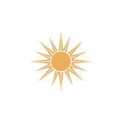 Golden sun icon with rays, symbolizing warmth and energy, suitable for summer-themed designs