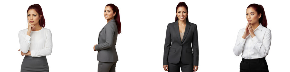 Cutout of diverse   businesswomen with red hair, isolated on transparent background. Ideal for corporate presentations, professional profiles, marketing materials,