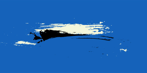 Abstract blue halftone brush stroke background featuring sweeping curved lines and dotted pixel patterns.