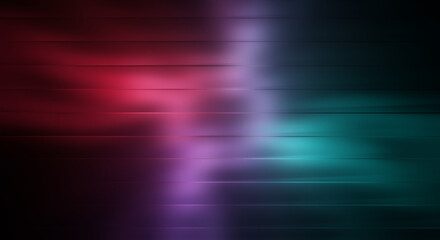 Dark Neon Split Gradient Abstract Background – Intense Red and Electric Teal with Central Glitch Light
