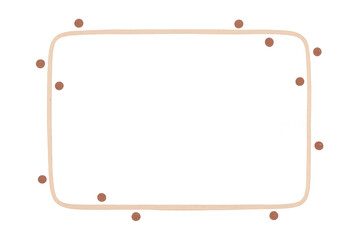 Minimalist rounded rectangle border creating an abstract frame with dots, transparent background, graphic element