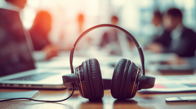 A headset, smartphone, and reports