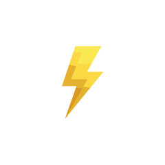 Yellow Lightning Bolt Icon on Black Background Simple Geometric Shape Flat Design Style Electric Energy Symbol