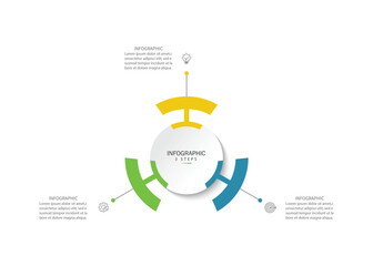 Business visualization infographic circle design template with 3 options, steps or processes. Business presentation.	