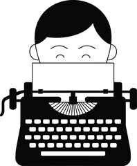 Writer at typewriter icon vector illustration creative process creativity concept
