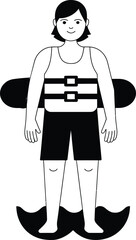 Woman with a surfboard vector illustration for sport lifestyle theme