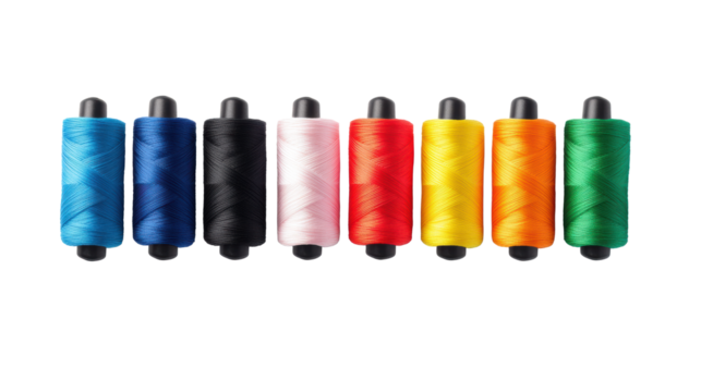 Colorful Sewing Threads on Transparent Background