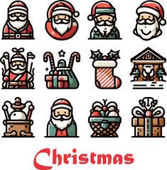 christmas bundle logo icon vector white background .