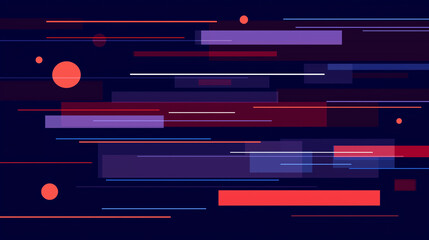 Futuristic abstract motion background with geometric shapes and speed lines in red and purple tones on dark blue