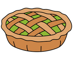 simple cute pie illustration, autumn dessert