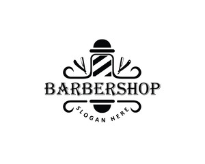 Creative barbershop logo with black and white base color is very suitable for your brand logo.