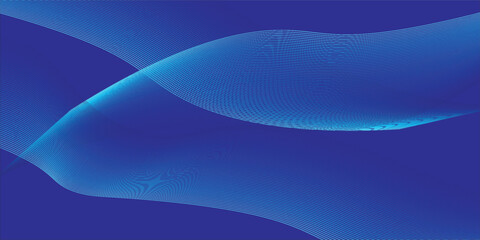 Abstract glowing wave lines on blue background. Dynamic wave pattern. Modern flowing wavy lines. Futuristic technology concept. Suit for banner, poster, cover, brochure, flyer, website