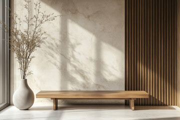 Natural contrast created serene design creates minimalist: stylish nature bench frames a great modern elements for a tranquil and inspiring setting.