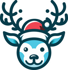 Christmas reindeer face logo icon vector white background .