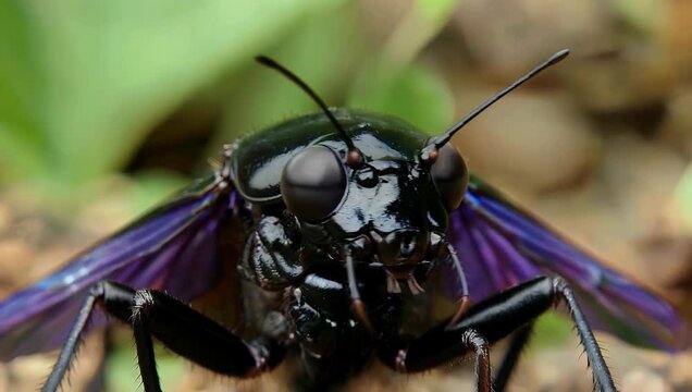 macro 4k ultra hd close up vibrant black shouldered shieldbug carpocoris purpureipennis showing intricate colors textures while perched leaf captured natural daylight lithuania presenting exquisite