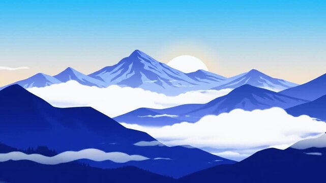 Morning Mist in the Mountains &mdash; Minimalist Vector Animation