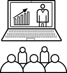 Online presentation of business growth to virtual attendees.