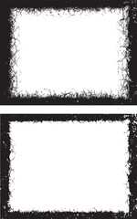 Vector black and white grunge frame border design element with rough ink texture pattern for vintage photo art