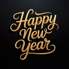 Golden happy new year lettering on black background for holiday season