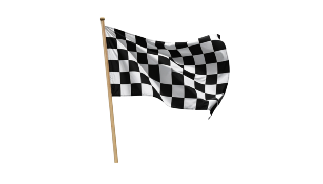 Waving checkered flag isolated on transparent background