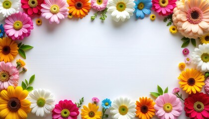 Obraz premium Vibrant floral arrangement studio setting decorative image bright atmosphere top down view nature inspiration